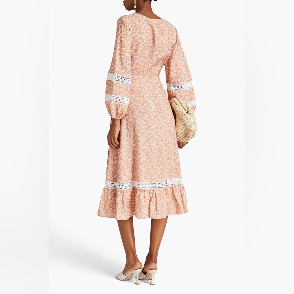 NWOT MAJE printed wrap dress with braids